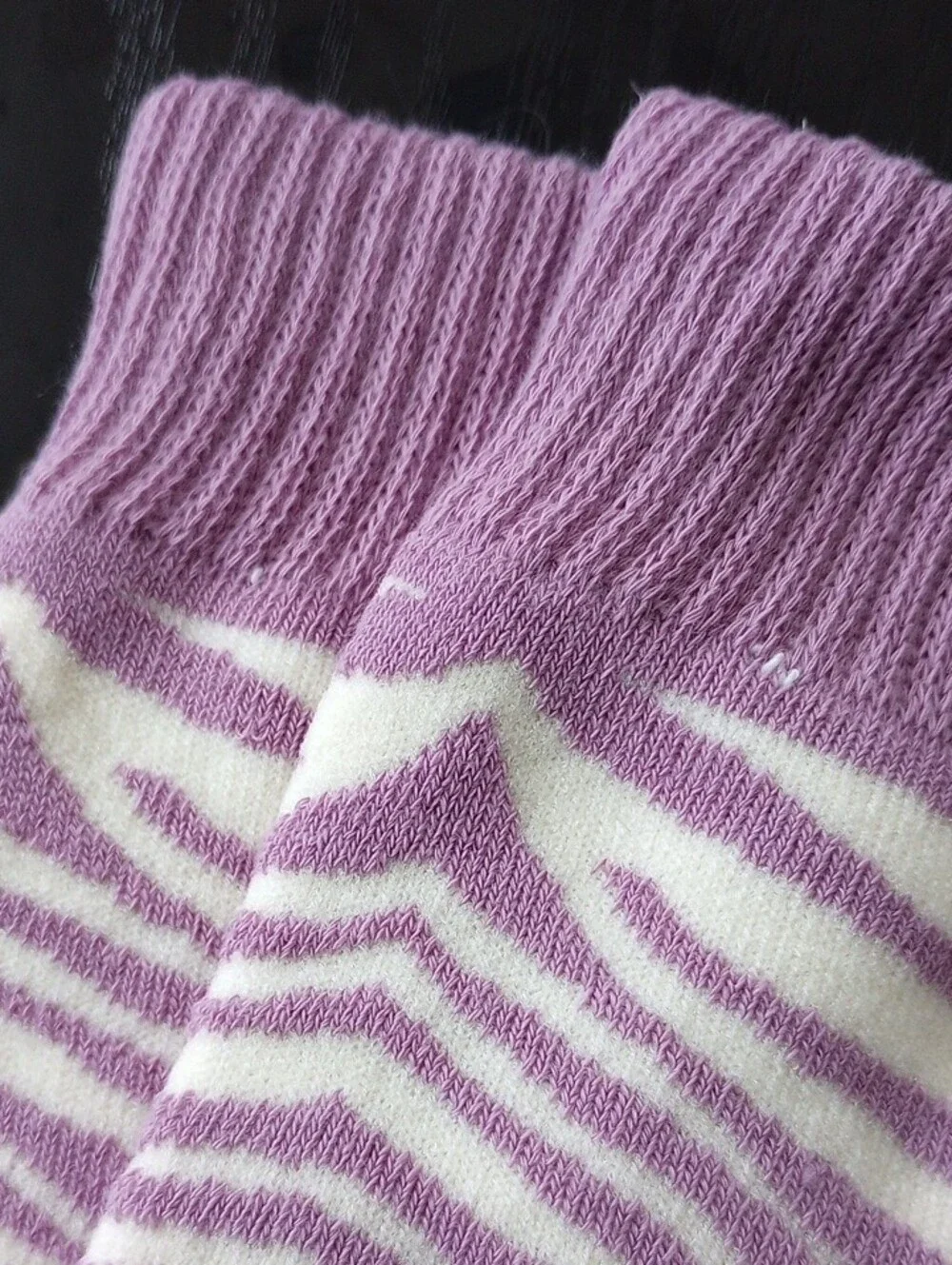 Lavender Purple White Zebra Stripe Casual Patterned Socks